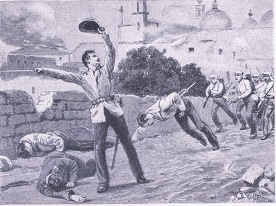चारबाग ब्रिज, लखनऊ 25 सितंबर 1857 को ले जाना, लैंड और सी, 1915 पर ब्रिटिश लड़ाइयों से चित्रण द्वारा विलियम बार्न्स ऊन