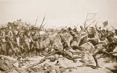 अबू क्ले की लड़ाई, 17 जनवरी 1885, &39;हचिंसन्स हिस्ट्री ऑफ द नेशंस&39; का चित्रण, c.1910 द्वारा विलियम बार्न्स ऊन
