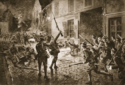 कोल्डस्ट्रीम गार्ड्स ऑन लैंडरेसी, अगस्त 1914 द्वारा विलियम बार्न्स ऊन