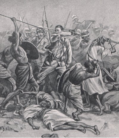 17 जनवरी 1885 को अबू-क्लीया का चौक, 1915 में ब्रिटिश बैटल ऑन लैंड एंड सी से दृष्टांत द्वारा विलियम बार्न्स ऊन