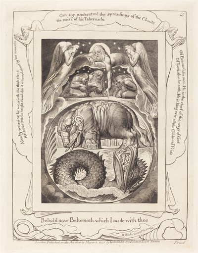 बेहेमोथ और लेविथान, 1825। द्वारा विलियम ब्लेक