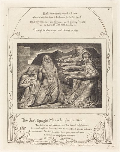 जॉब रिबुक्ड बाय हिज फ्रेंड्स, 1825। द्वारा विलियम ब्लेक