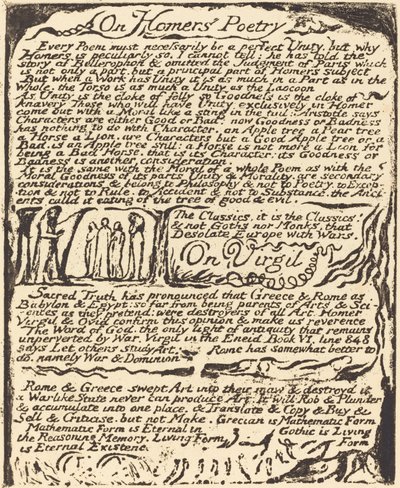 होमर की कविता और वर्जिल पर, 1822। द्वारा विलियम ब्लेक