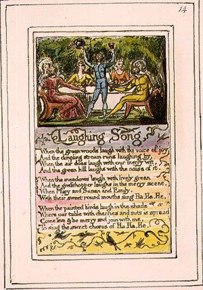 P.124-1950.pt14 हंसी गीत: मासूमियत और अनुभव के गीतों से प्लेट 14 (कॉपी आर) c.1802-08 (नक़्क़ाशी, स्याही और पानी के रंग) द्वारा विलियम ब्लेक