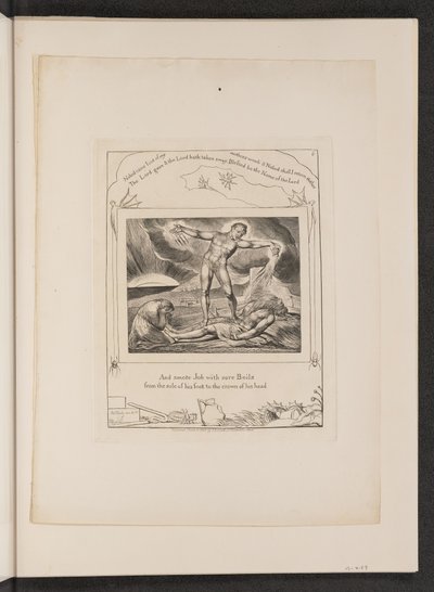 फोड़े के साथ सैटन स्मिटिंग जॉब, 1825। द्वारा विलियम ब्लेक