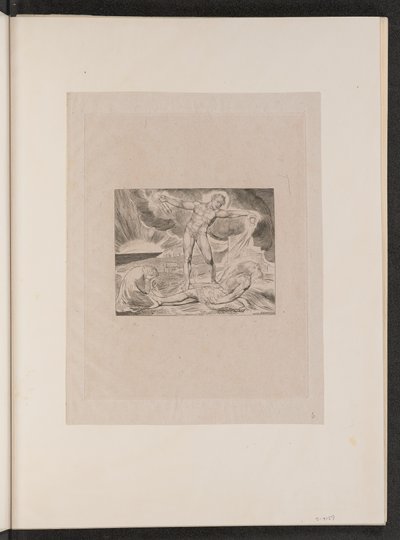 फोड़े के साथ सैटन स्मिटिंग जॉब, 1825। द्वारा विलियम ब्लेक