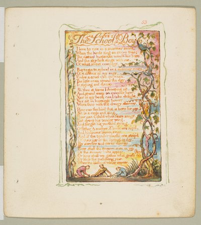 मासूमियत और अनुभव के गीत: द स्कूल बॉय, सीए। 1825. द्वारा विलियम ब्लेक