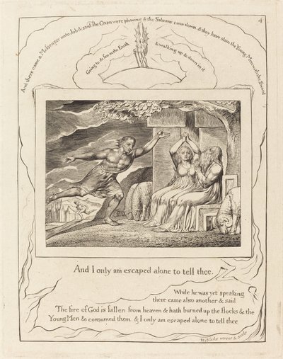 द मेसेंजर्स टेल जॉब ऑफ हिज मिस्टरट्यून्स, 1825। द्वारा विलियम ब्लेक