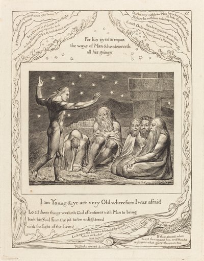 एलीहू का क्रोध, 1825। द्वारा विलियम ब्लेक