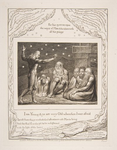 एलियहू का क्रोध, नौकरी की पुस्तक के दृष्टांत से, 1825-26। द्वारा विलियम ब्लेक