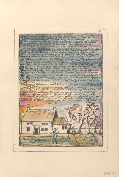 "जब सबसे ऊँची लिफ्ट पर ...", प्लेट 36 "मिल्टन, ए पोम इन टू बुक्स", c.1804-08 द्वारा विलियम ब्लेक