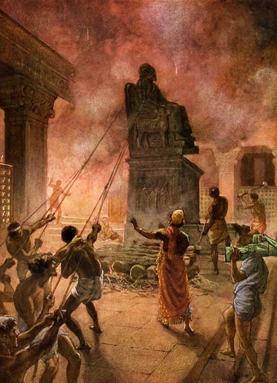 मूर्तियों की भूमि को साफ करते राजा योशिय्याह। - बाइबिल द्वारा विलियम ब्रासी होल
