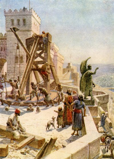 Uzziah दीवारों पर युद्ध के इंजन खड़ा करता है - बाइबिल द्वारा विलियम ब्रासी होल