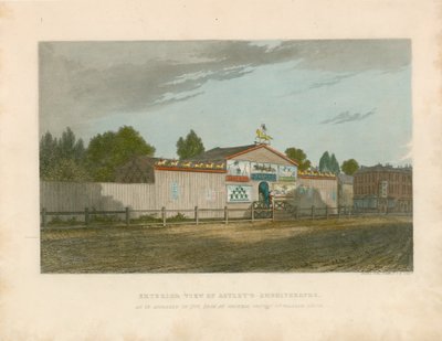 एस्टले के एम्फीथिएटर का बाहरी दृश्य, जैसा कि 1777 में दिखाई दिया था द्वारा विलियम कैपोन