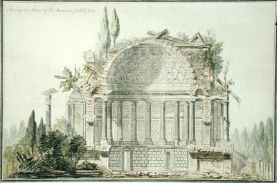 प्रिंस ऑफ वेल्स (1738-1820) 1752 (कागज पर कलम, स्याही और पानी के रंग) के लिए एक बर्बाद मकबरे के लिए डिजाइन द्वारा विलियम चेम्बर्स
