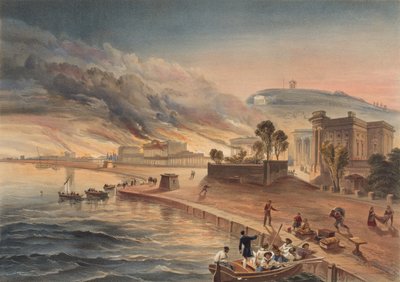 Kertch पर सरकारी भवनों का जल रहा है। 9 जून 1855 द्वारा विलियम क्रीमिया सिम्पसन