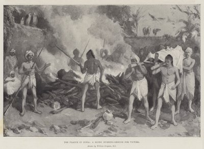 भारत में प्लेग, पीड़ितों के लिए एक हिंदू बर्निंग-ग्राउंड द्वारा विलियम क्रीमिया सिम्पसन