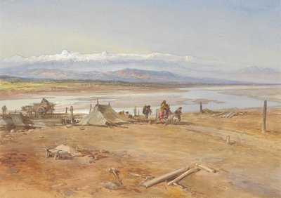 चिनाब नदी, पंजाब, 1865 (कागज पर wc और gouache) द्वारा विलियम क्रीमिया सिम्पसन