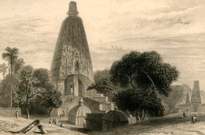 1835 में बोडे गया में महान मंदिर। द्वारा विलियम डेनियल
