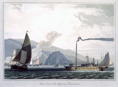 डंबर्टन के पास क्लाइड पर स्टीम बोट, स्कॉटलैंड, 1829 द्वारा विलियम डेनियल