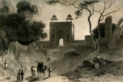 द आगरा गेट, चतरा सीरई, 1835। द्वारा विलियम डेनियल