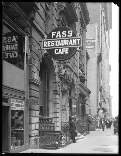 Fass Café, 19 W. 31st Street, New York City, 14 जून, 1916 के लिए साइन द्वारा विलियम डेविस हसलर