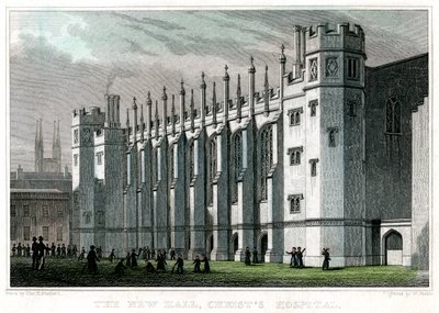द न्यू हॉल, चिरिस्ट्स हॉस्पिटल, लंदन, 1828। द्वारा विलियम डीबल