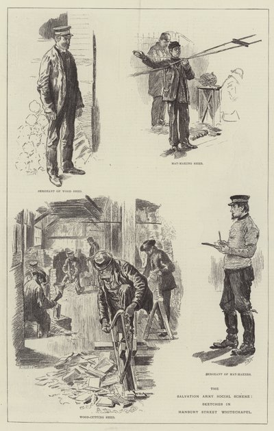 साल्वेशन आर्मी सोशल स्कीम, स्केचेस इन हनबरी स्ट्रीट, व्हिटचैपल द्वारा William Douglas Almond