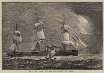 एचएमएस द शाह, नई फास्ट-सेलिंग स्टीम फ्रिगेट द्वारा विलियम एडवर्ड एटकिंस
