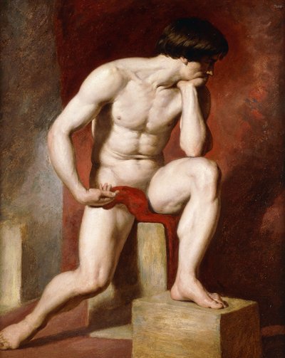 एक पुरुष नग्न, जो पूरी लंबाई में बैठा है, द्वारा William Etty