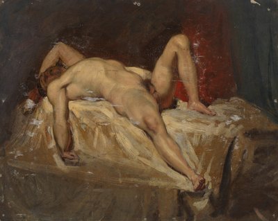 पुरुष नग्न होकर लेट गया, बायाँ घुटना बढ़ा, 1815-45 द्वारा William Etty
