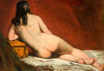 एक झुकी हुई महिला का नग्न अध्ययन, 1849। द्वारा William Etty