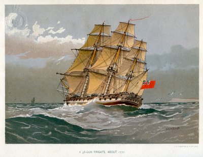 रॉयल नेवी 38 गन फ्रिगेट, c1770 c1890-c1893 द्वारा विलियम फ्रेडरिक मिशेल