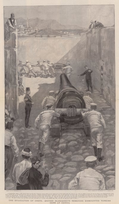 क्रीट का निकासी, ब्रिटिश ब्लूजैकेट्स कैंडिया में डिस्माउंटेड तुर्की गन्स को हटाता है द्वारा विलियम हैथेरेल्ल