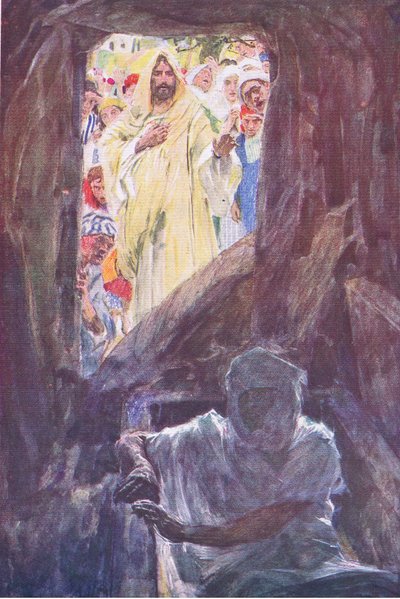 लाजर का उदय, द बाइबल स्टोरी से होडर एंड स्टॉटन द्वारा प्रकाशित, c.1930 द्वारा विलियम हैथेरेल्ल
