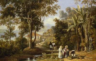 ब्रेज्ना शोरे पर गार्डन सीन, रियो डी जनेरियो, 1827 द्वारा विलियम हैवेल