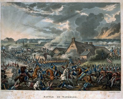 वाटरलू की लड़ाई 1815, टी। टीग द्वारा प्रकाशित &39;वेलिंगटन विक्ट्रीज़&39; से प्लेट 29, 1818 (रंगीन कथा) द्वारा विलियम हीथ