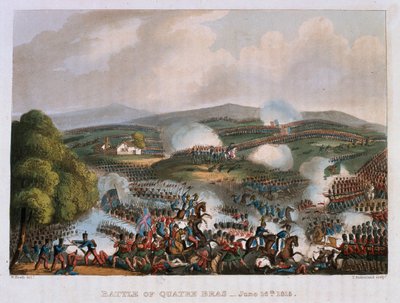 16 जून, 1815 को क्वात्रे ब्रा की लड़ाई, थॉमस सदरलैंड, 1815 (रंगीन जलीय) द्वारा उकेरी गई द्वारा विलियम हीथ