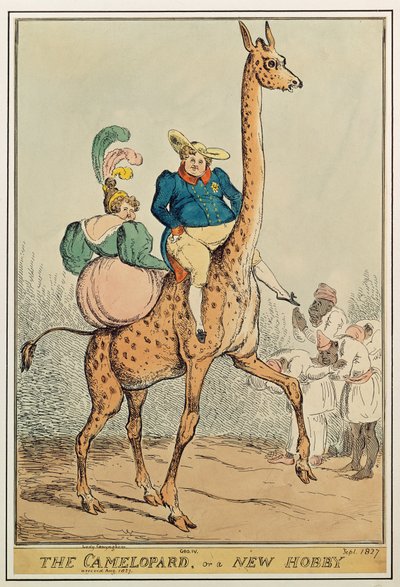 कैमलोपार्ड, या न्यू हॉबी, 1827 (रंग उत्कीर्णन) द्वारा विलियम हीथ