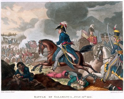 सलामांका की लड़ाई में ड्यूक ऑफ वेलिंगटन (1769-1852), 22 जुलाई 1812, 1818 (रंगीन जलीय) द्वारा विलियम हीथ