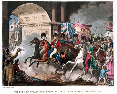 1814 में टूलूज़ शहर में ड्यूक ऑफ वेलिंगटन (1769-1852), डॉ। सिंटेक्स द्वारा एक कथा कविता के लिए चित्रण, 1818 (रंगीन जलीय) द्वारा विलियम हीथ