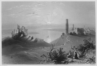 Clonmacnoise के सात चर्च, शैनन पर (उत्कीर्णन) द्वारा विलियम हेनरी (बाद) बार्टलेट