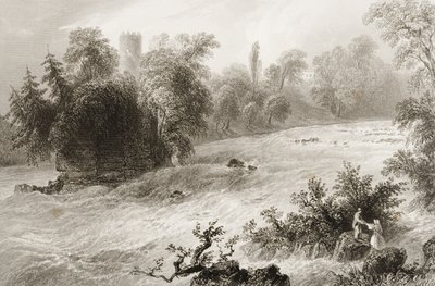 जॉर्ज पुण्ये, 1860 के दशक के &39;सीन एंड एंटिक्विटीज&39; से कैसलकोनेल और डूनैस रैपिड्स, काउंटी लिमरिक, आयरलैंड। द्वारा विलियम हेनरी बार्टलेट