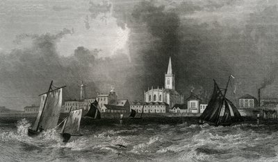 हार्वे, समुद्र से, एसेक्स, जॉन रोजर्स द्वारा उत्कीर्ण, 1832 द्वारा विलियम हेनरी बार्टलेट