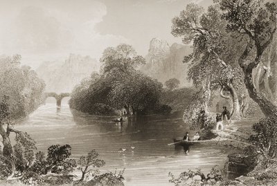 किलार्नी, ओल्ड वीर ब्रिज, काउंटी किल्लार्नी, आयरलैंड, &39;आयरलैंड के दृश्य और प्राचीन वस्तुएँ&39;, जॉर्ज सदाचार द्वारा, 1860 (उत्कीर्णन) द्वारा विलियम हेनरी बार्टलेट
