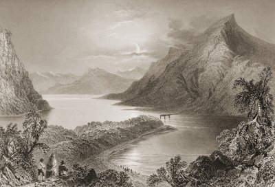 जॉर्ज पुण्य, 1860 के दशक में &39;इंगलैंड के दृश्य और प्राचीन वस्तुएँ&39; से लॉफ इंग, कोनीमारा, काउंटी गॉलवे द्वारा विलियम हेनरी बार्टलेट