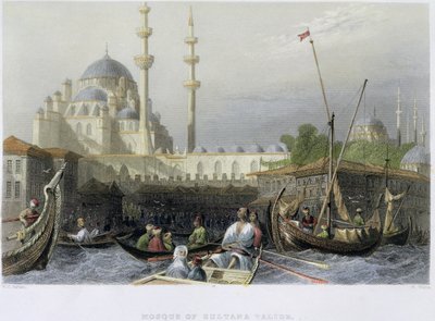 पोर्ट से सुल्ताना वालिद की मस्जिद, विलियम वालिस द्वारा उत्कीर्ण, c.1850 (एक्वाटिंट) द्वारा विलियम हेनरी बार्टलेट