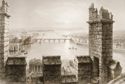 जॉर्ज पुण्य, 1860 के दशक में कैथेड्रल टॉवर, काउंटी लिमरिक से &39;सीन एंड एंटिकिटी ऑफ आयरलैंड&39; से शैनन नदी और लिमरिक। द्वारा विलियम हेनरी बार्टलेट