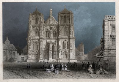 Regensburg (Regensburg) में सेंट पीटर का गिरजाघर या गुंबद। सीए। 1830 (उत्कीर्णन) द्वारा विलियम हेनरी बार्टलेट