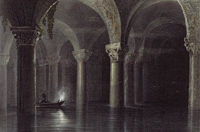 येरे बाटन सेराई (द सिस्टर्न) इस्तांबुल, जेटी विलमोर द्वारा उत्कीर्ण, c.1850 (एक्वाटिनेट) द्वारा विलियम हेनरी बार्टलेट